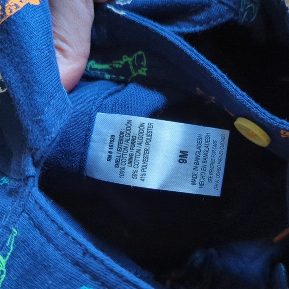 Blue Cotton Overalls Dog Breed Print Belt Loops And Buttons Size 9mo - Picture 6 of 7